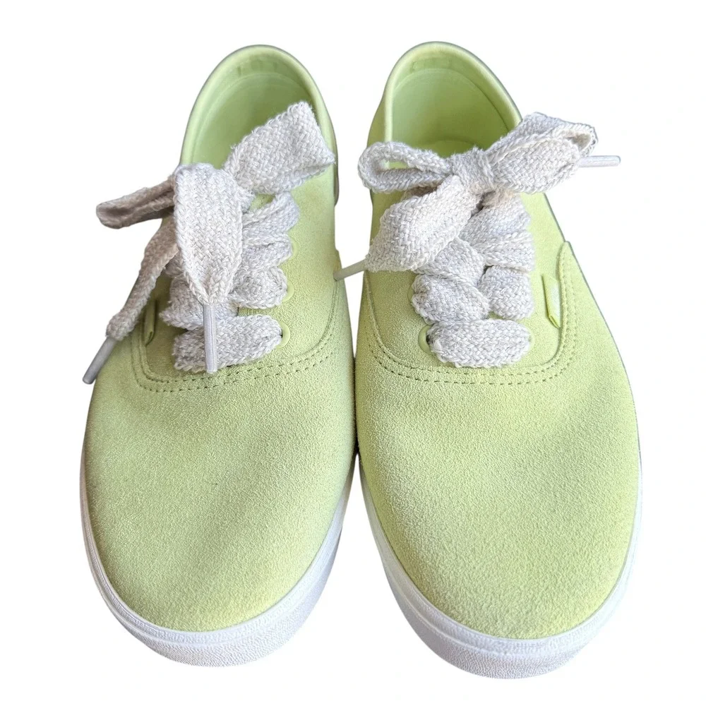 Vans Authentic LowPro Lime Sherbert Suede Sneakers Chunky Lace Womens 7 Mens 5.5